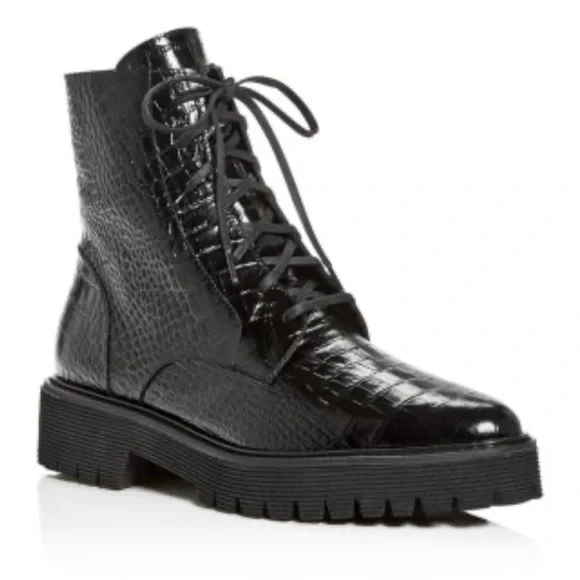 Freda Salvador Emi Embossed Leather Combat Boots - Picture 5 of 5